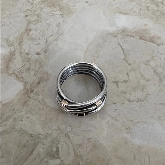 PANDORA 14K Gold & 925 Sterling Silver Rope Ring 190383 Retired Stamped 925 Ale - Picture 6 of 11